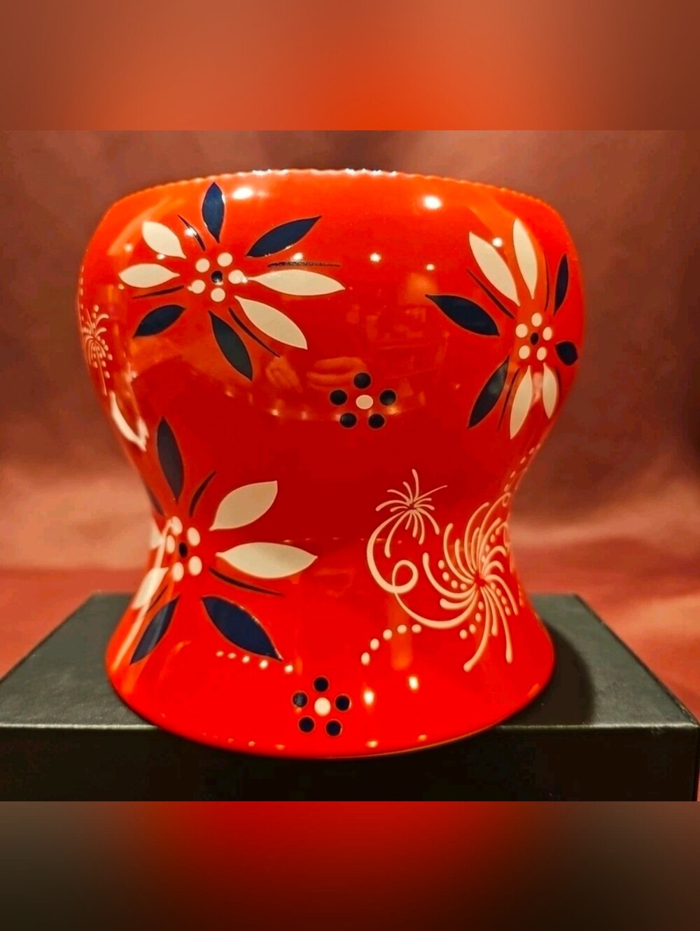 Temp-tations By Tara Floral Lace Red Fireworks Pillar/Cakestand RARE HTF